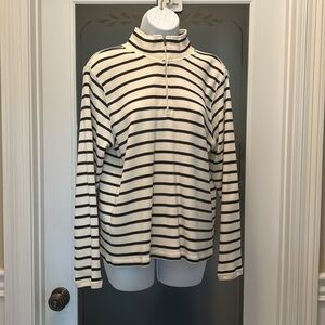 L.L.Bean Classic Heritage Mariner Striped Pullover with Quarter Zip